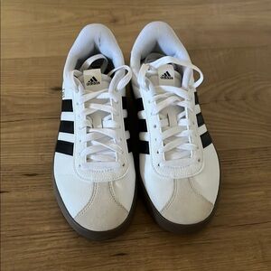 Adidas Women's VL court 3.0 White and Black Sneakers with Brown Sole